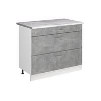 KUCHYNSKÁ SPODNÁ SKRINKA R-Line, betón/biely, 100 cm Marmori työtaso - sivá/biela, kompozitné drevo (100/81.6/60cm) - Vicco