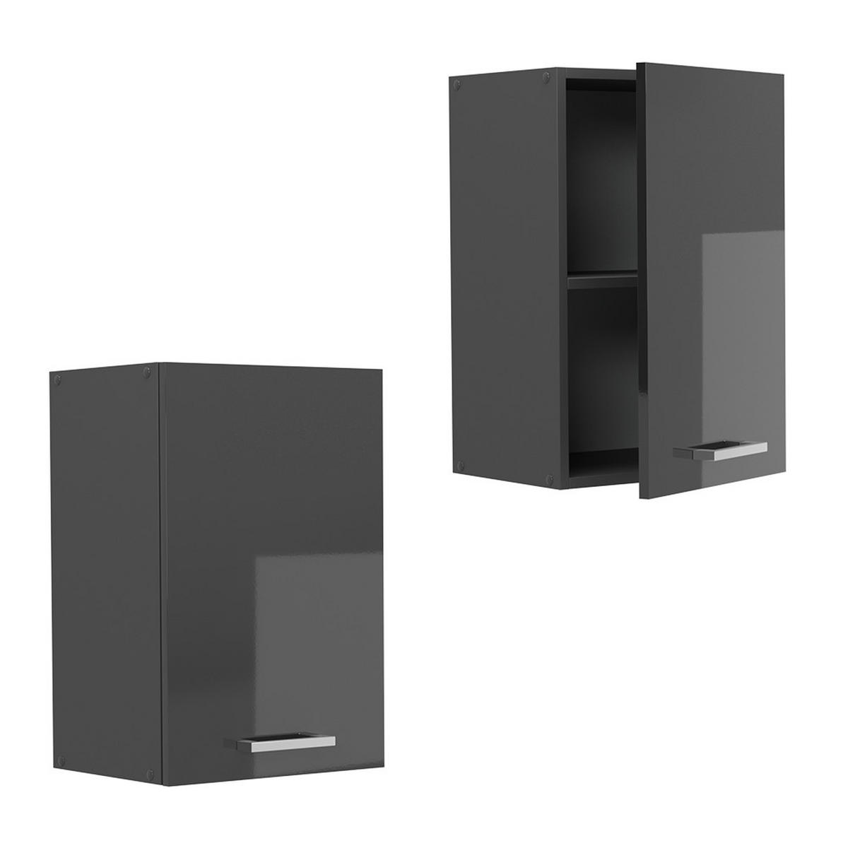 HÄNGESCHRANK R-Line Anthrazit Hochglanz 40 cm - Schwarz Hochglanz/Anthrazit, Holzwerkstoff (40/60/31cm) - Vicco