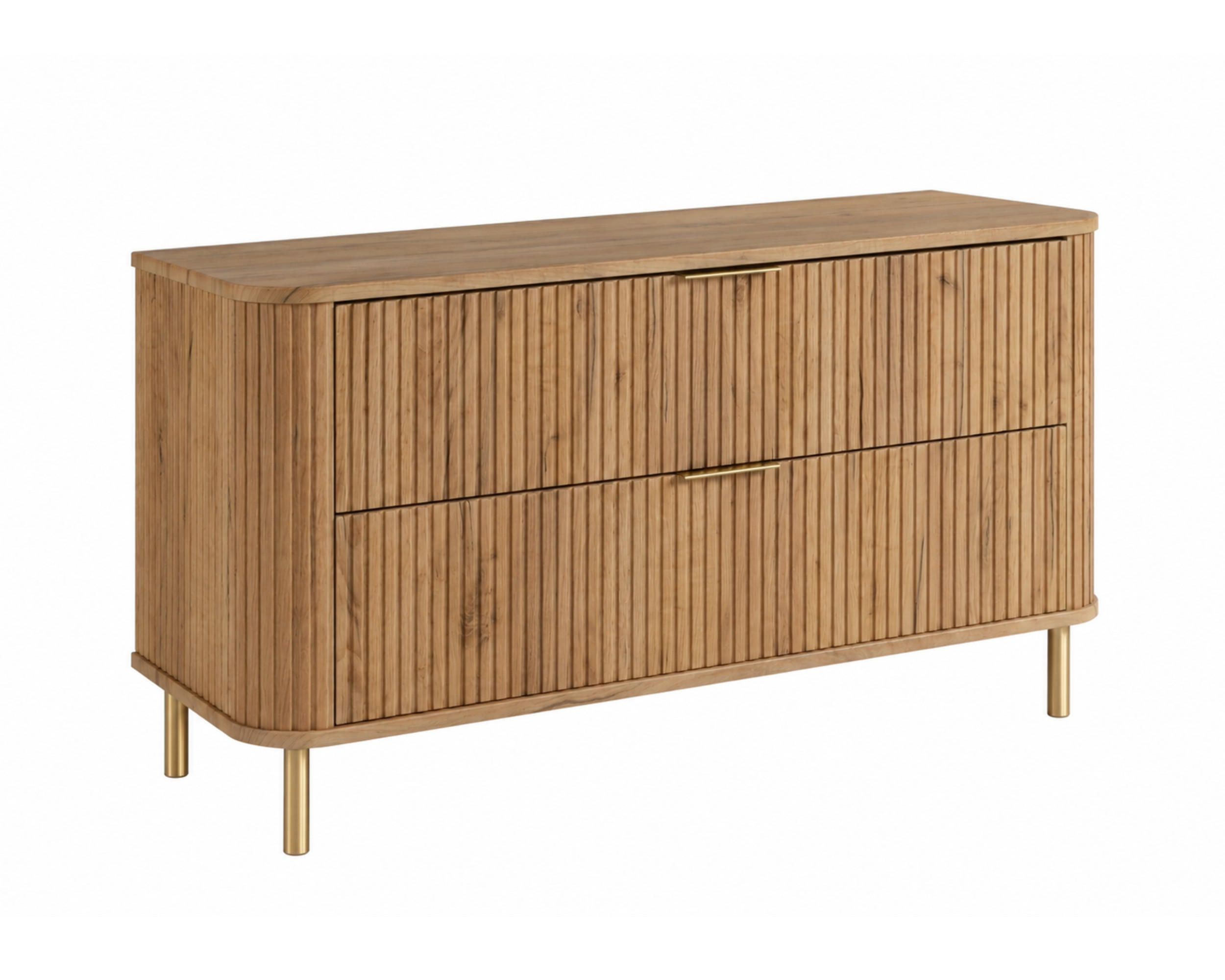 BADEZIMMERSCHRANK : Farbe Eiche Craft, Griff gold, Füße gold, 120 x 41,5 x 66,7 cm - Eichefarben/Goldfarben, Holzwerkstoff (120/66.7/41.5cm) - 3XE LIVING