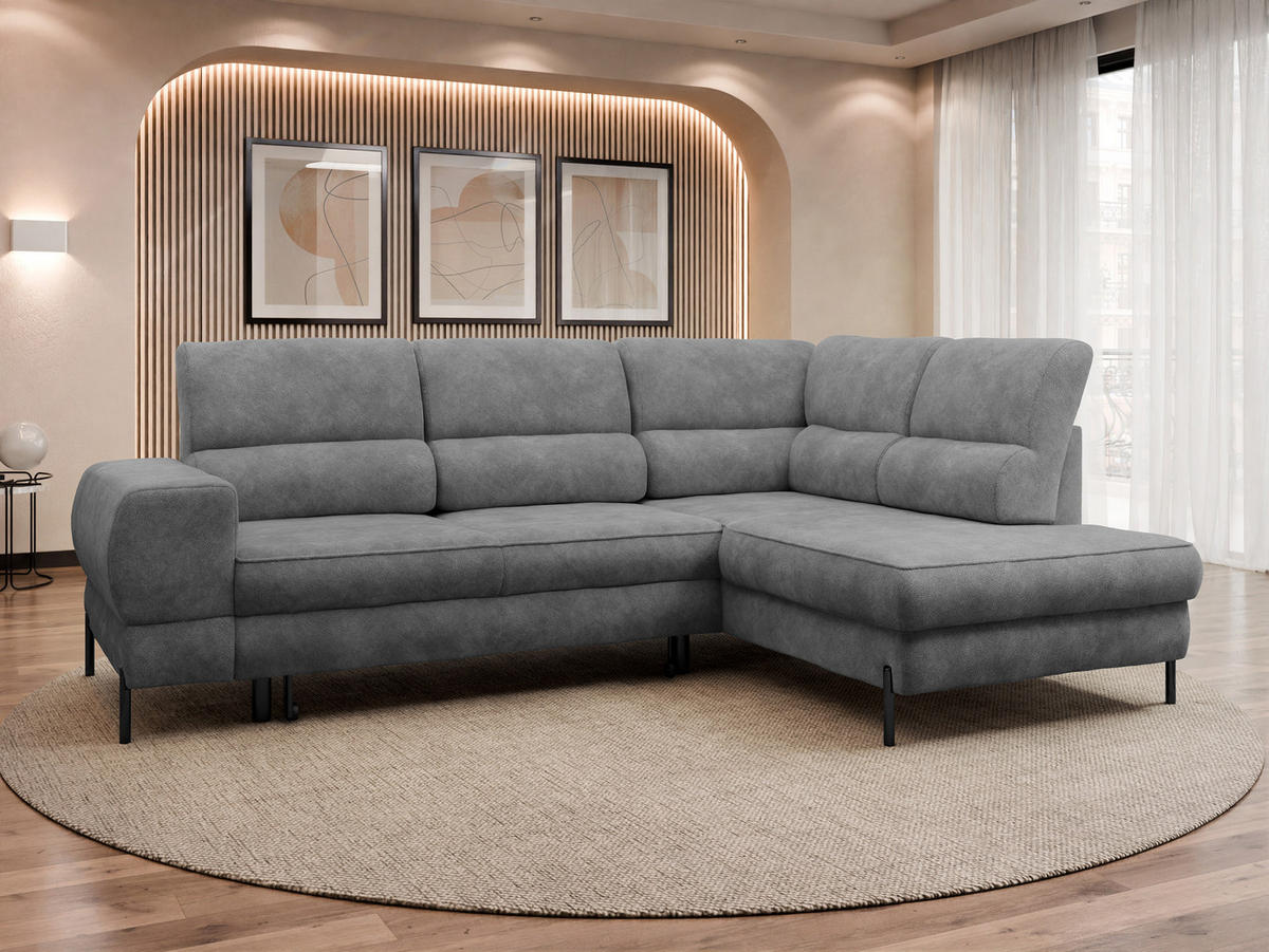 ECKSOFA Clinton, Seite: Rechts - Schwarz/Grau, Holz/Kunststoff (253/174cm) - MIRJAN24