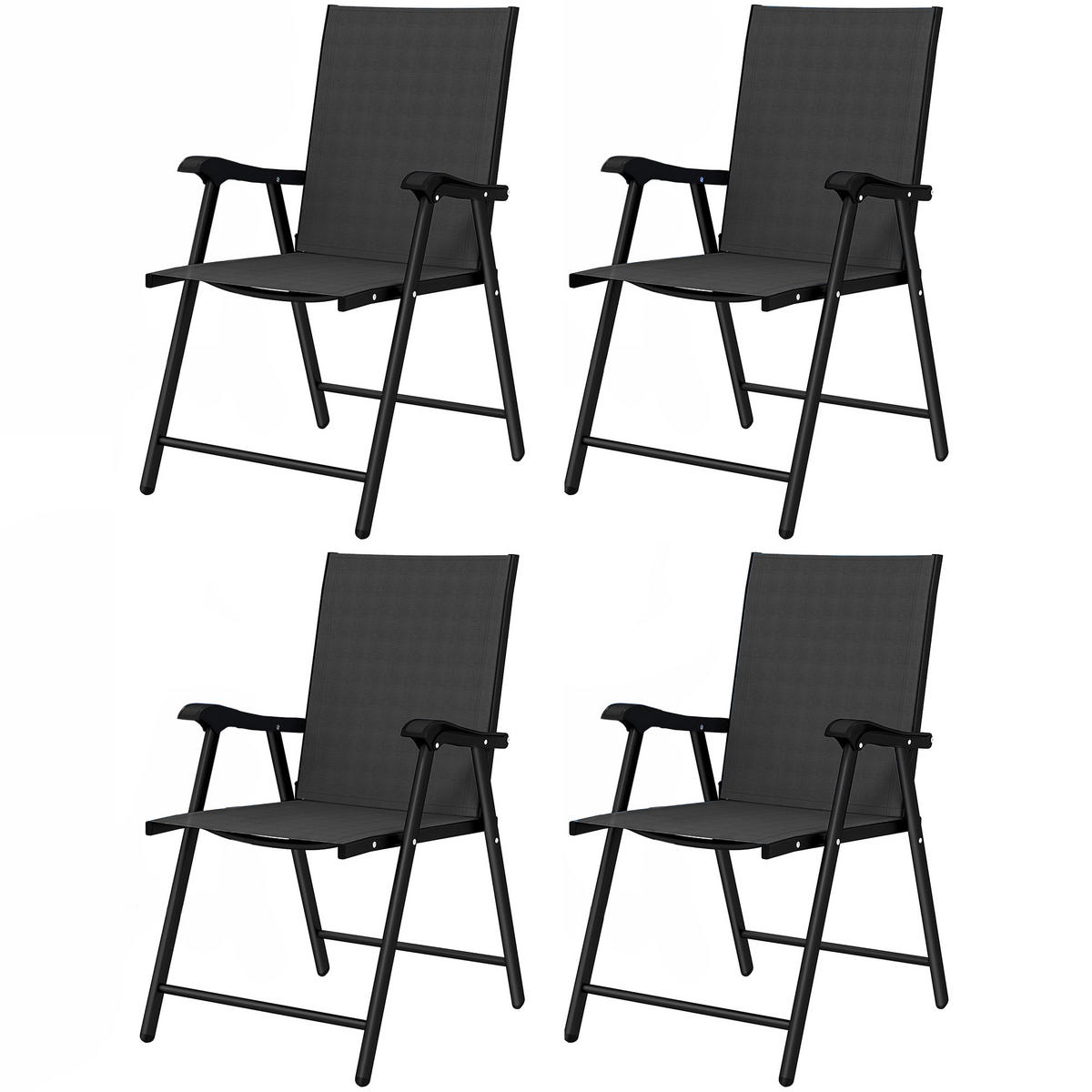 GARTENSTUHL PANG-9K4B2T 4er-Set Schwarz - Schwarz, Metall (58/97/62cm) - PANGIVO