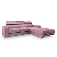 ECKSOFA NOTO R-S Lila Velours-Stoff mit Schlaffunktion - Lila, Holz (267/190cm) - MASSENO