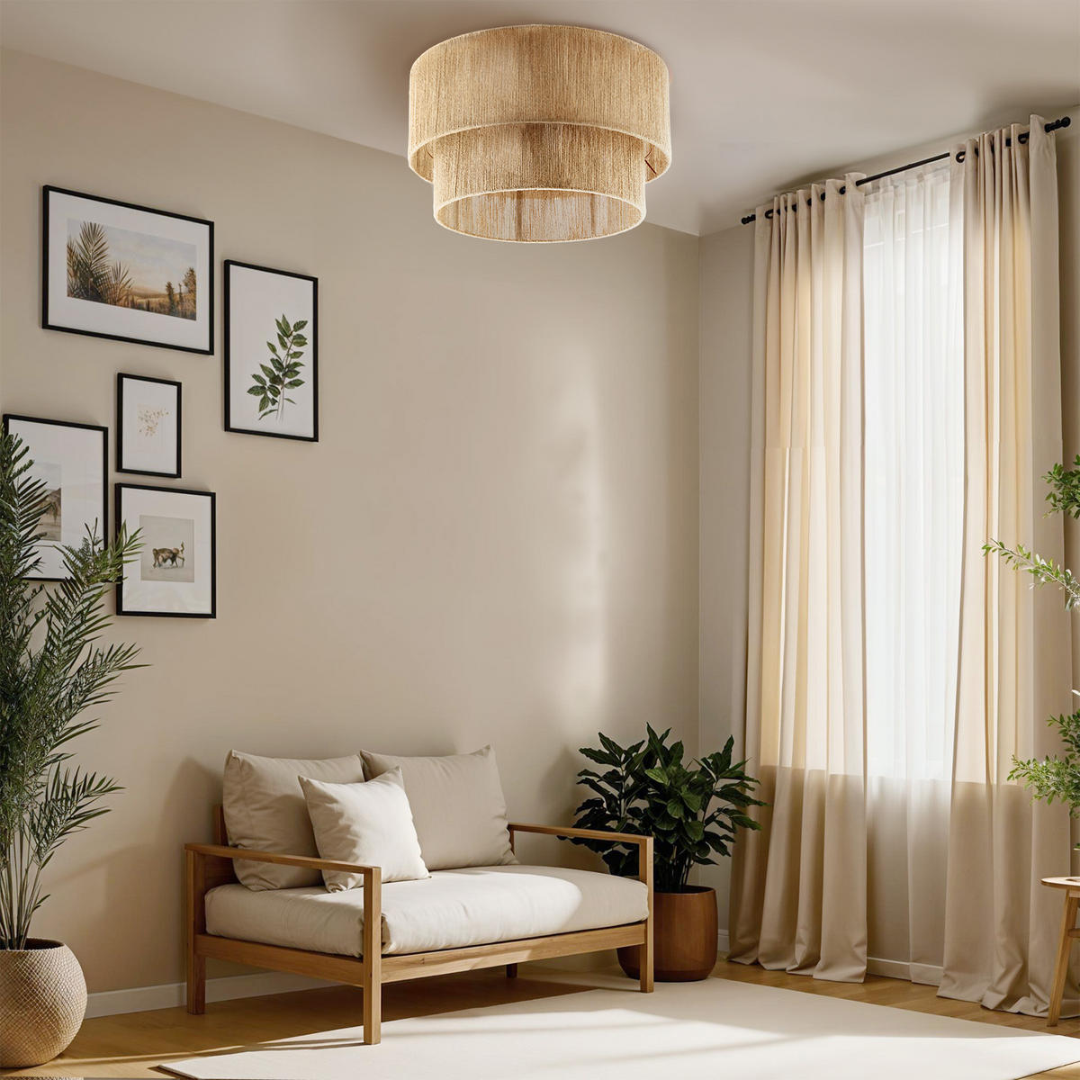 DECKENLEUCHTE Lignea Lux Aus Jute ,45 x 25 cm ,braun - Braun, Metall (45/45/27.5cm) - tectake