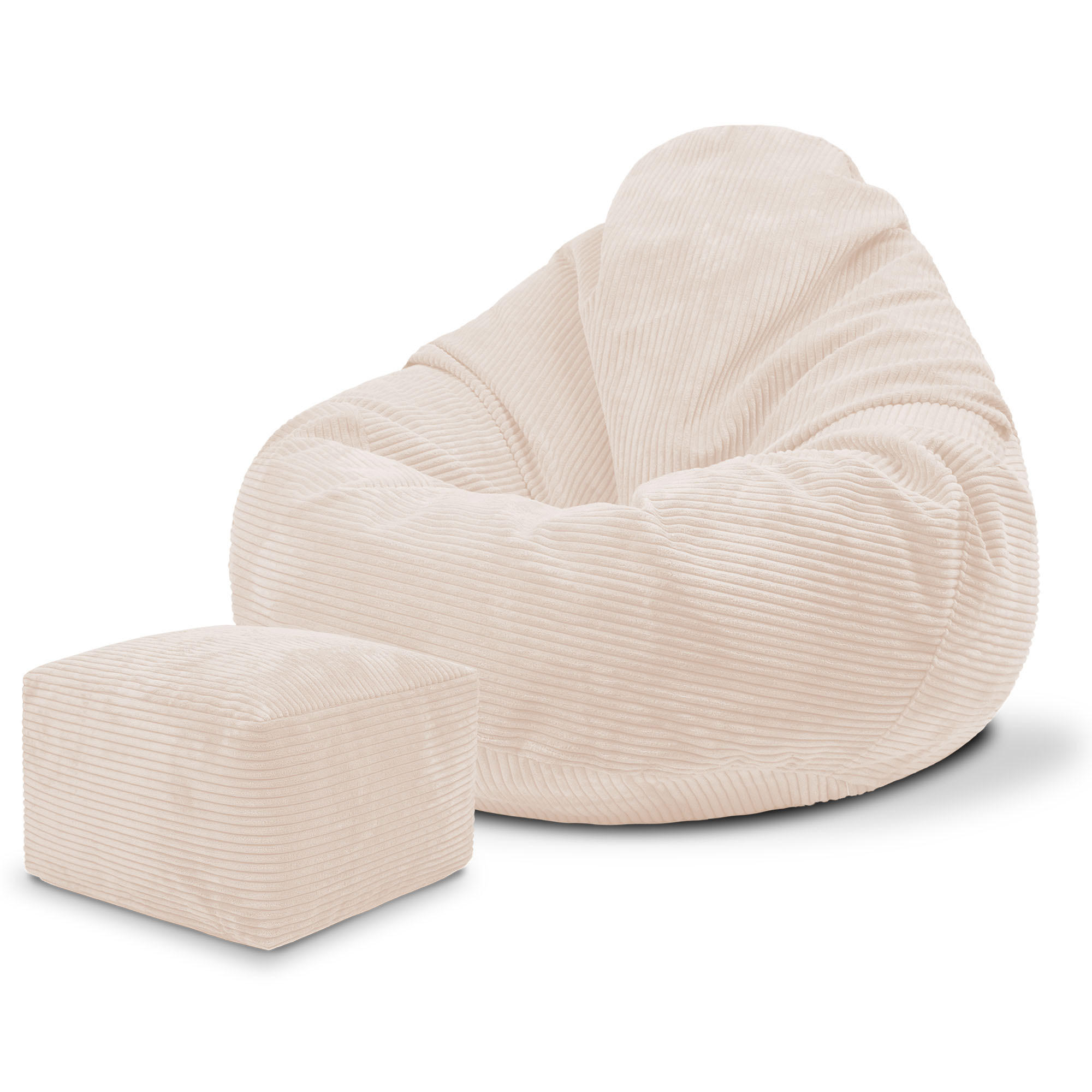 SITZSACK PARADISE MIT FUßSTÜTZE Kordsamt 2-tlg Vanilla Ice S - Beige, Textil (70/70/70cm) - Dreamroots