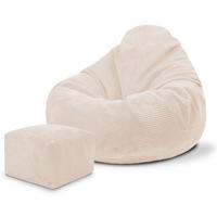 SITZSACK PARADISE MIT FUßSTÜTZE Kordsamt 2-tlg Vanilla Ice S - Beige, Textil (70/70/70cm) - Dreamroots