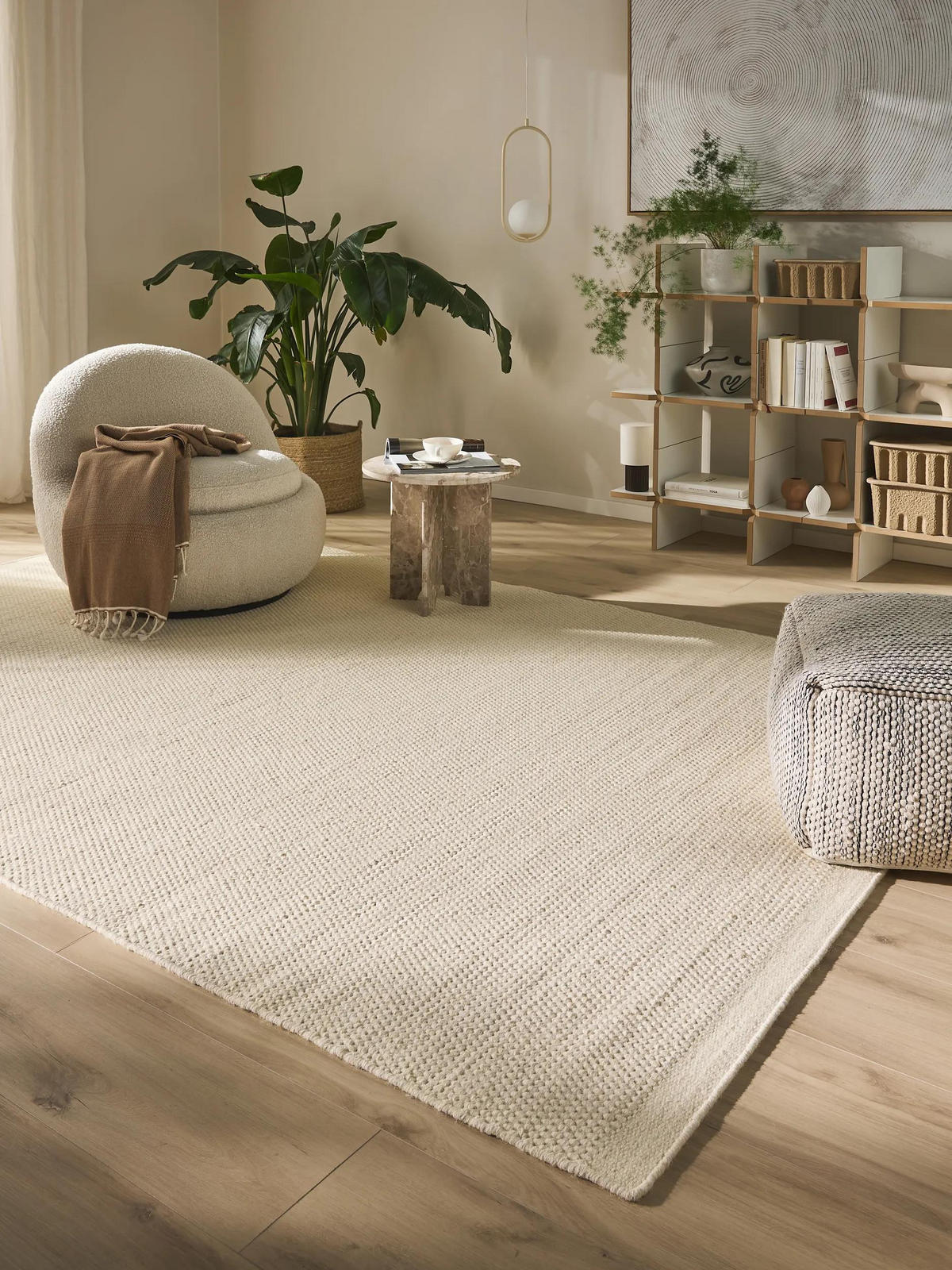 WOLLTEPPICH Rocco Weiß 250x350 cm - Weiß, Naturmaterialien/Textil (250/350cm) - benuta Pure