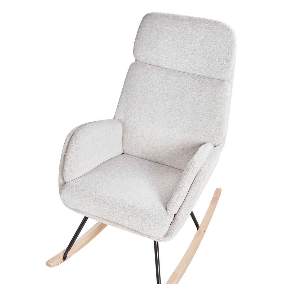 SCHAUKELSTUHL Cremeweiß Kvelia - Schwarz/Weiß, Textil (67/106/92cm) - Beliani