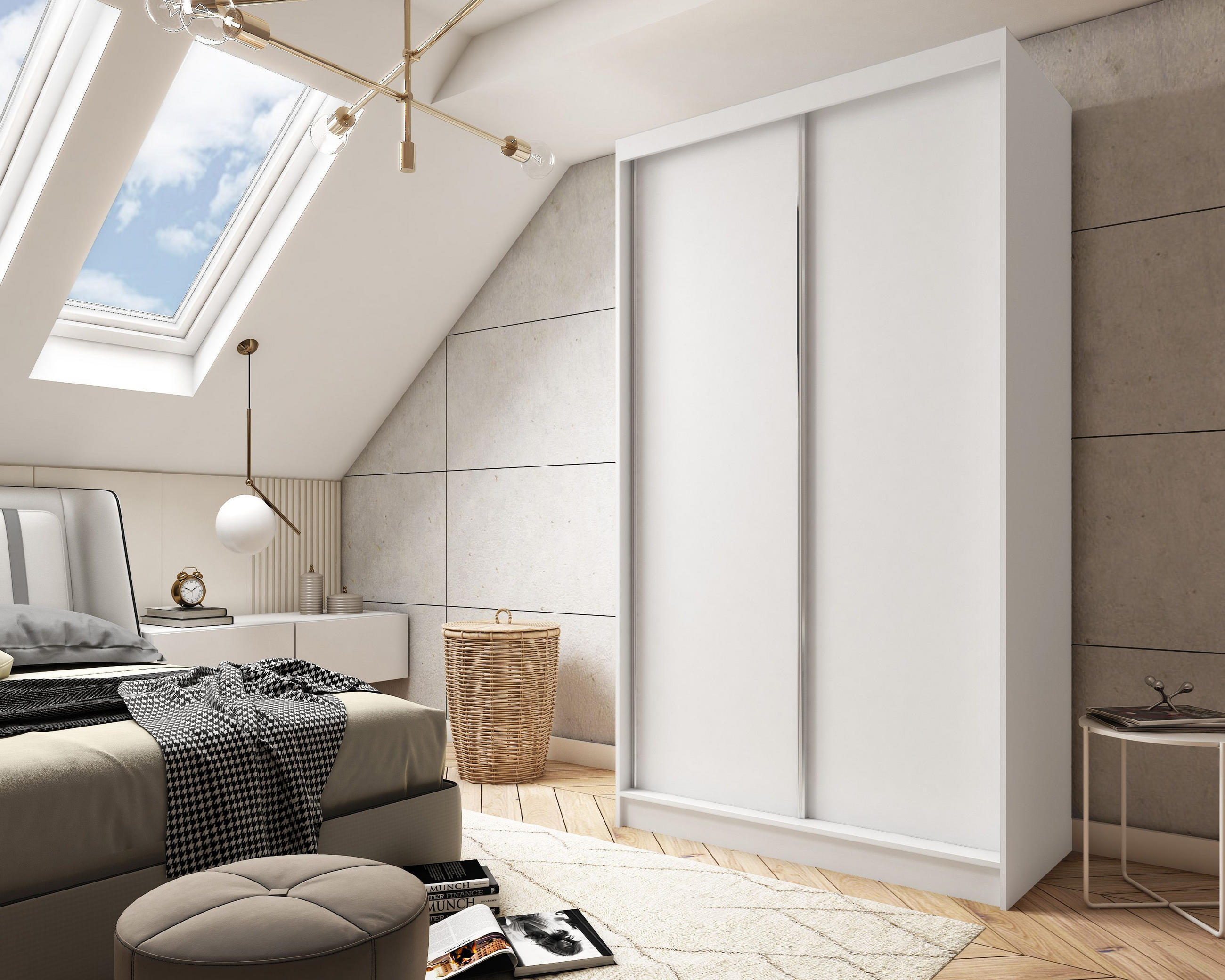 SCHWEBETÜRENSCHRANK SOFIA 120/216/61 cm 2-türig Weiß - Weiß, Holzwerkstoff (120/216/61cm) - MASSENO