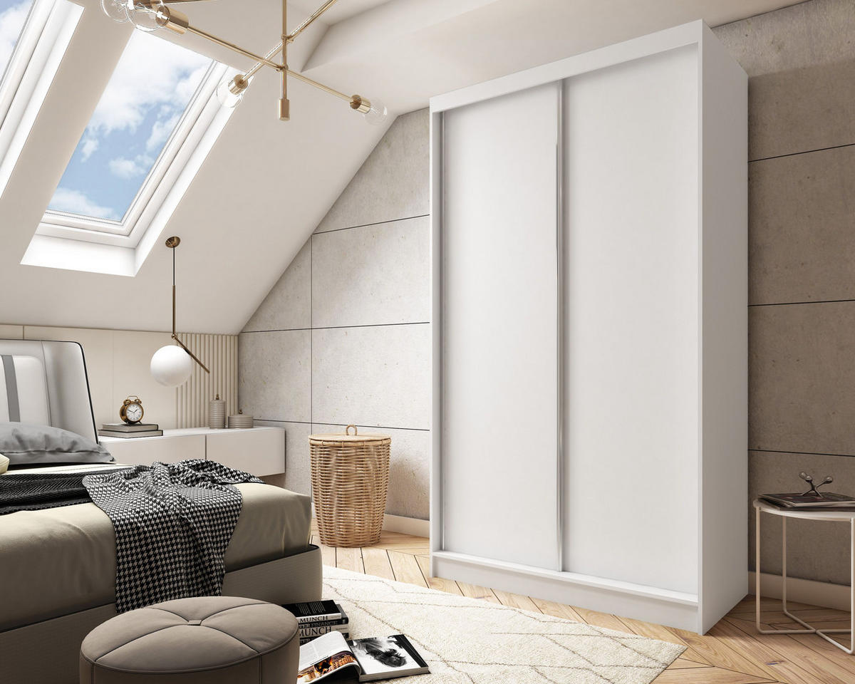SCHWEBETÜRENSCHRANK SOFIA 120/216/61 cm 2-türig Weiß - Weiß, Holzwerkstoff (120/216/61cm) - MASSENO