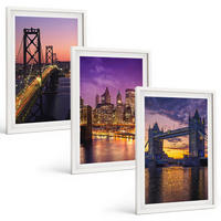 BILDER SET 3er Set - 40x60 cm Weißer Rahmen - Brücken, Sonne, Stadtblick - Weiß, Kunststoff (40/60cm) - TULUP