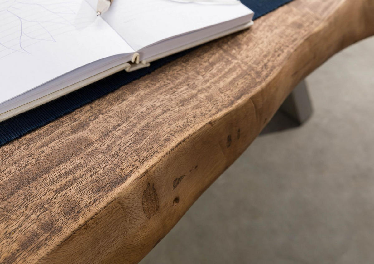 BAUMTISCH Sheesham 240x100x79 grau gebeizt / Mikado-Beine anthrazit matt FREEFORM 5 - Anthrazit/Grau, Holz (240/100/79cm) - Massivmoebel24