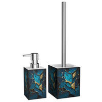 BADEZIMMER Set Marmor Cobalt - Blau, Kunststoff (7/17/7cm) - Sanilo