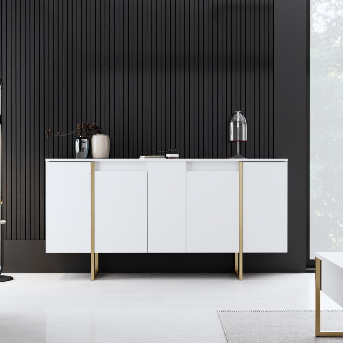 SIDEBOARD Luxor Weiß Länge 160 cm - Weiß, Holzwerkstoff (160/80/35cm) - Concept Usine