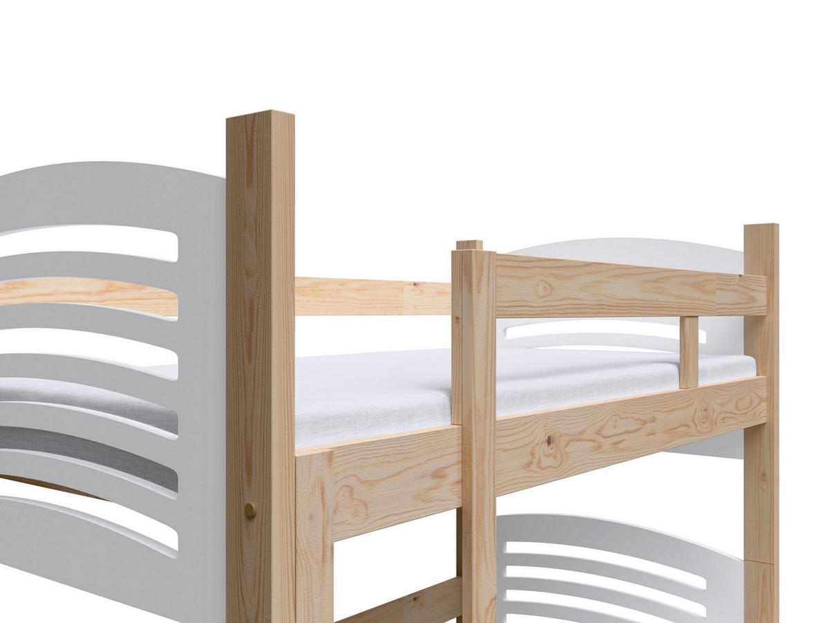 ETAGENBETT OHANA mit Bettkasten 75x180 cm Kieferfarben - Weiß/Kieferfarben, Holz (75/180cm) - MASSENO
