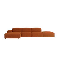 ECKSOFA Cursal L-Form, Stoff Poso, Kupfer + Hocker, Links - Orange, Holz (341/166cm) - Kaiser Möbel