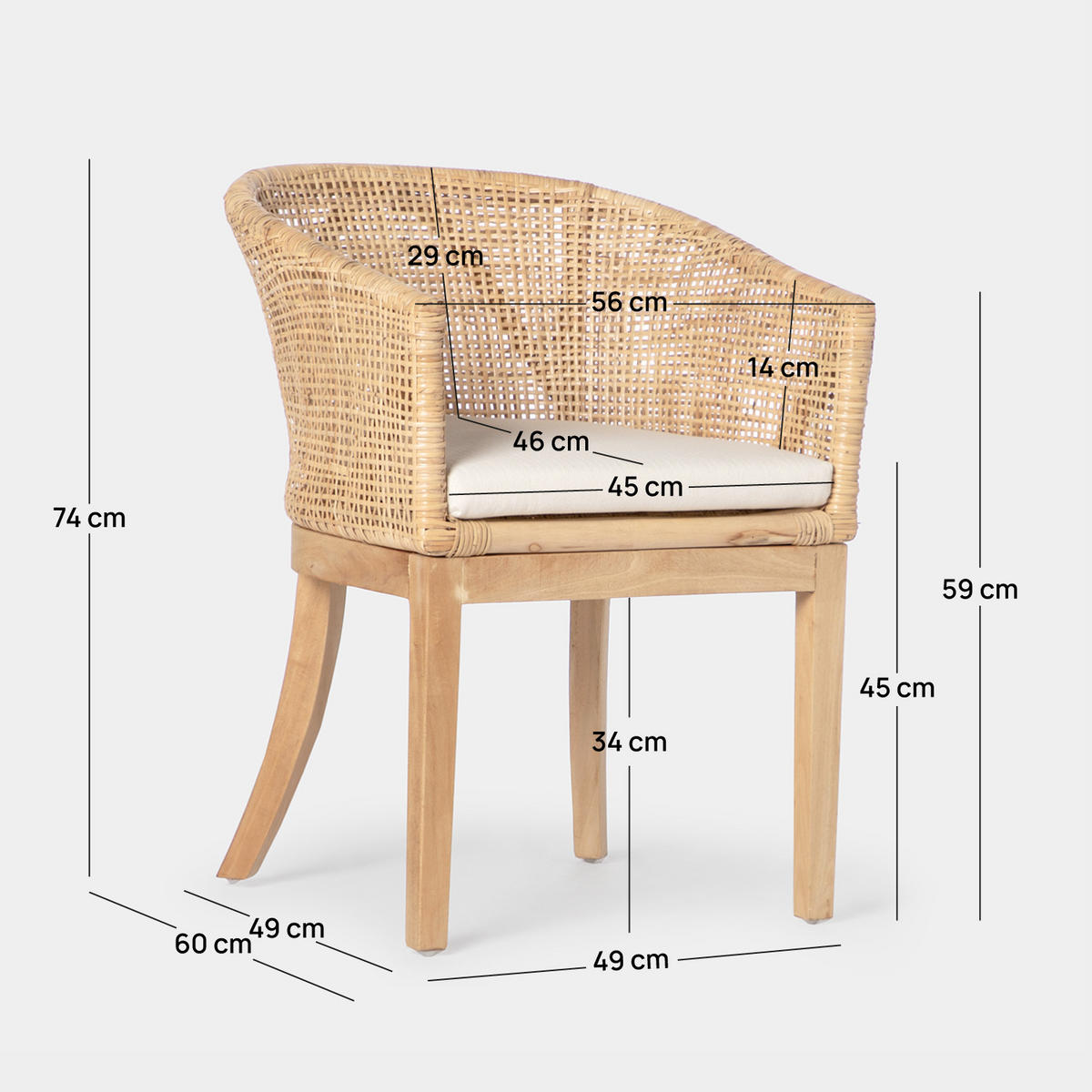 GARTENSTUHL Alen Natürlich 49 cm x 74 cm 2er-Set - Naturfarben, Naturmaterialien (49/74/60cm) - Klast Home