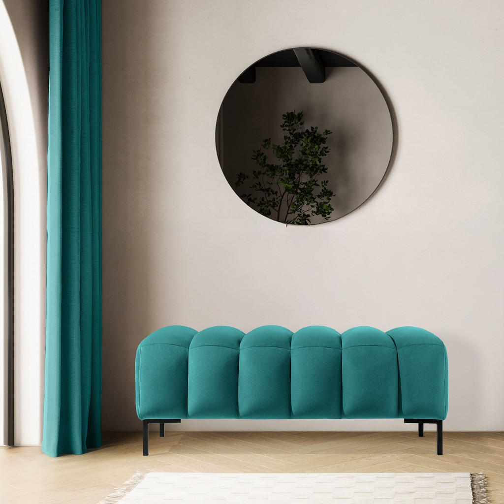 Thumbnail - Konsimo® Sitzhocker, Dunkelgrün, Holz, Textil, Rechteckig, 120x50x50 cm, Hergestellt in Europa, FSC 100%, Wohnzimmer, Ho...