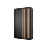 SCHWEBETÜRENSCHRANK Lili 120 cm mit Lamellen 2-türig, schwarz, Lamelle wotan - Eiche Wotan/Schwarz, Kunststoff (120/215/61cm) - Margaret Hadas24