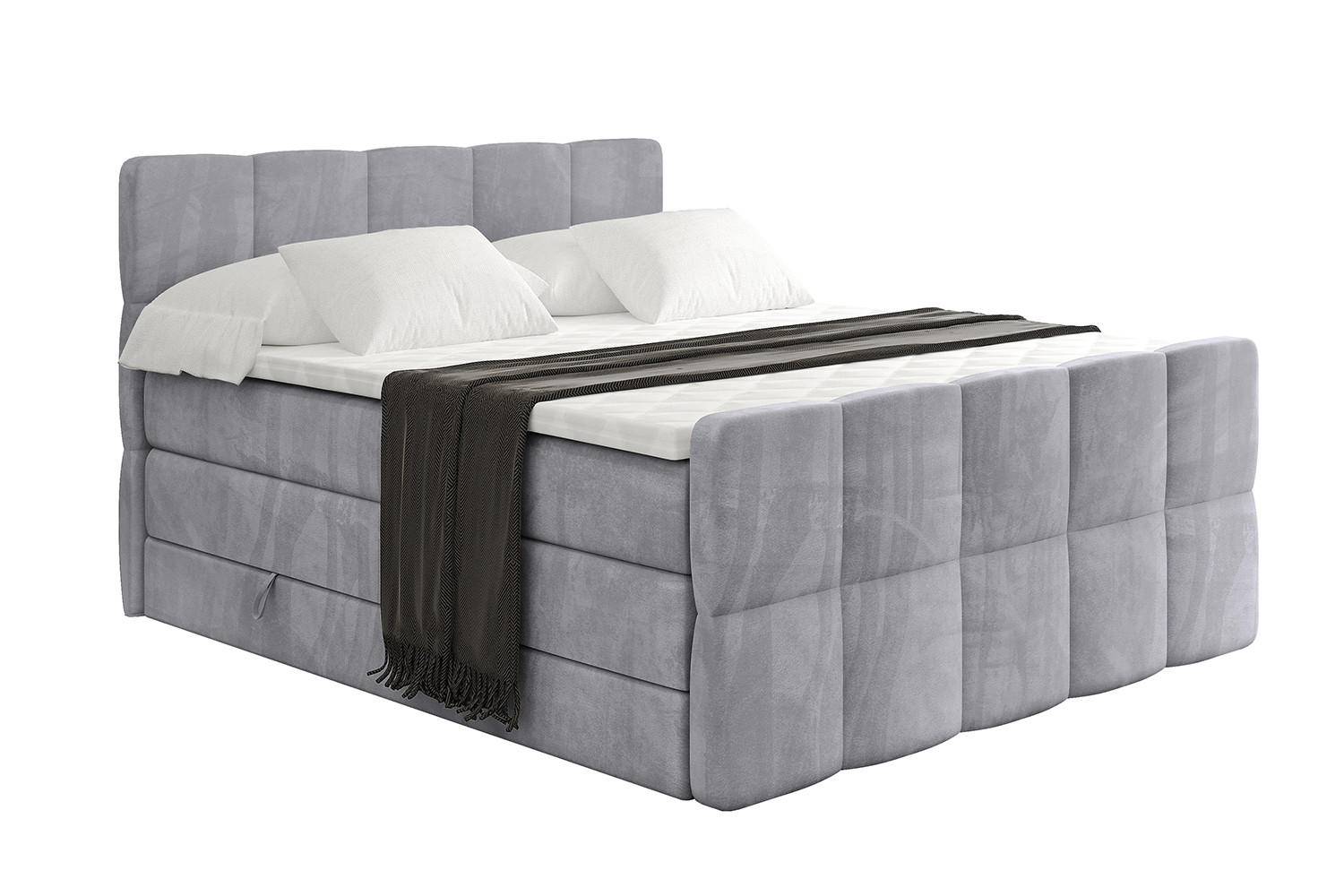 BOXSPRINGBETT mit Matratze und Lattenrost - LIRO-Z KING-140x200 - Grau Monolith - Grau, Holzwerkstoff (140/200cm) - ALTDECOR
