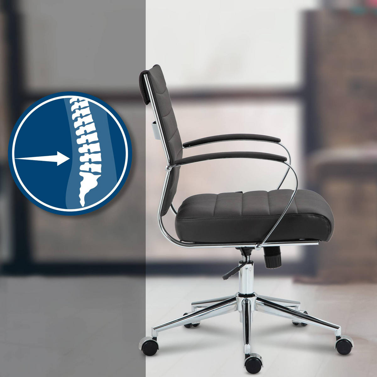 BÜROSTUHL Rynex Echtleder braun - Chromfarben/Braun, Leder/Metall (57/100/62cm) - TPFLiving