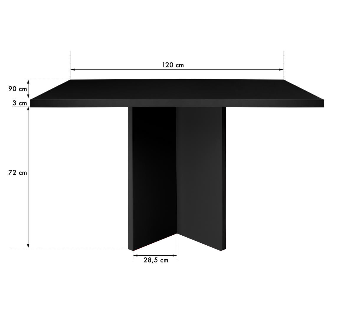 ESSTISCH Rechteckiger aus lackiertem MDF 3 cm in Schwarz, 90/120 cm - Schwarz, Holzwerkstoff (90/120/75cm) - RNT By Really Nice Things