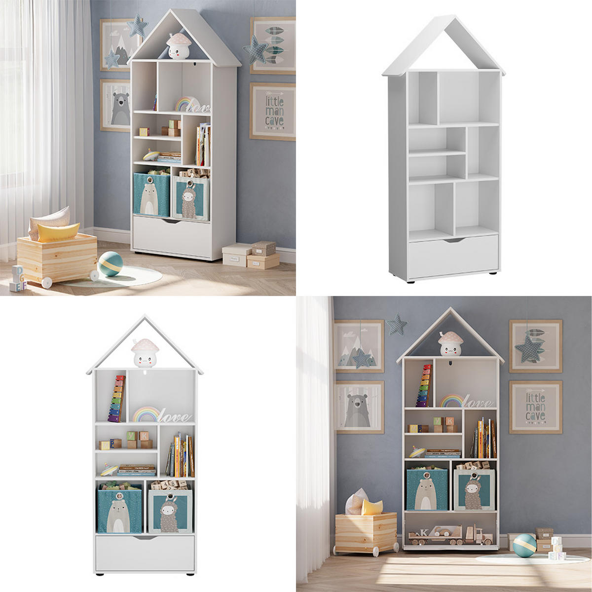 KINDERREGAL Estell Weiß 71 x 178.5 cm - Weiß, Holzwerkstoff (71/178.5/32.1cm) - Vicco