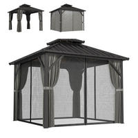 PAVILLON DE-12761 300/300 cm Doppeldach aus Stahl mit Moskitonetz Dunkelgrau - Dunkelgrau, Metall (301/293/301cm) - ComfortXL