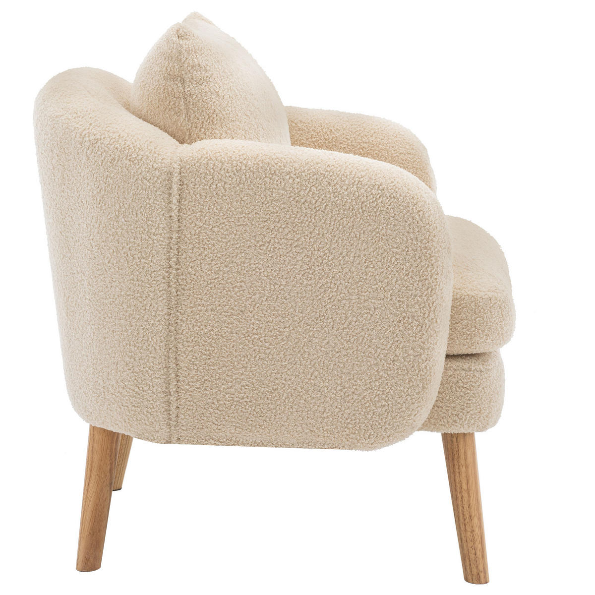 SESSEL DE-35366 Teddy-Samt mit Kissen Beige - Beige, Holz (72/71/71cm) - ComfortXL
