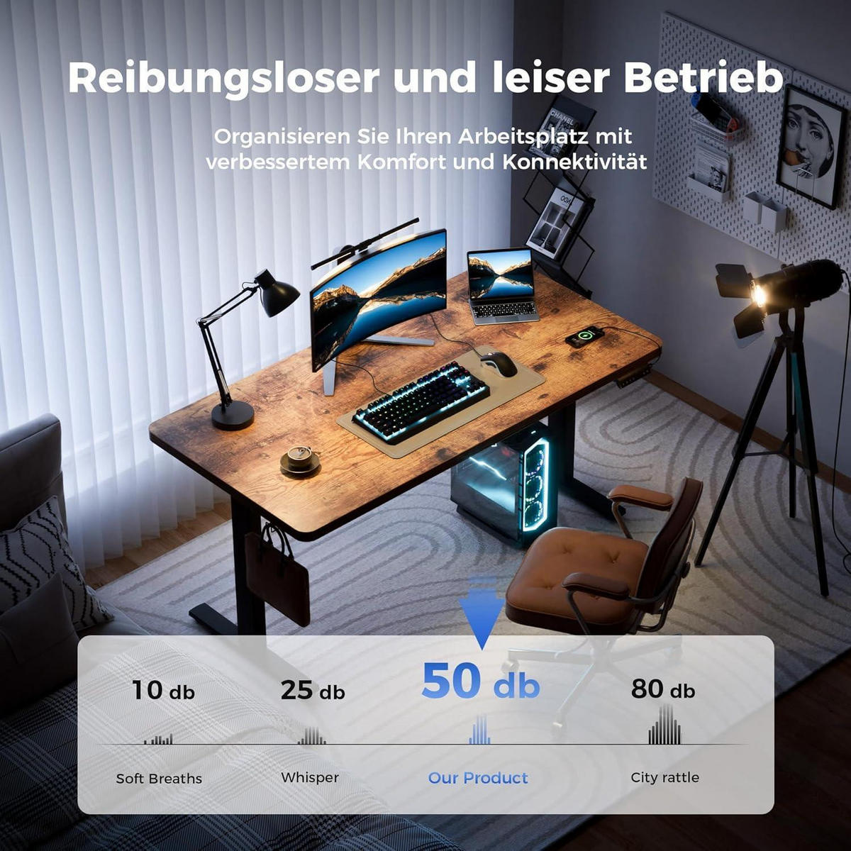 SCHREIBTISCH höhenverstellbar 160 x 80 cm Braun - Braun, Holz (160/80/75cm)