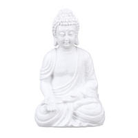 BUDDHA Figur - Weiß, Kunststoff (19.5/30/12cm) - Relaxdays