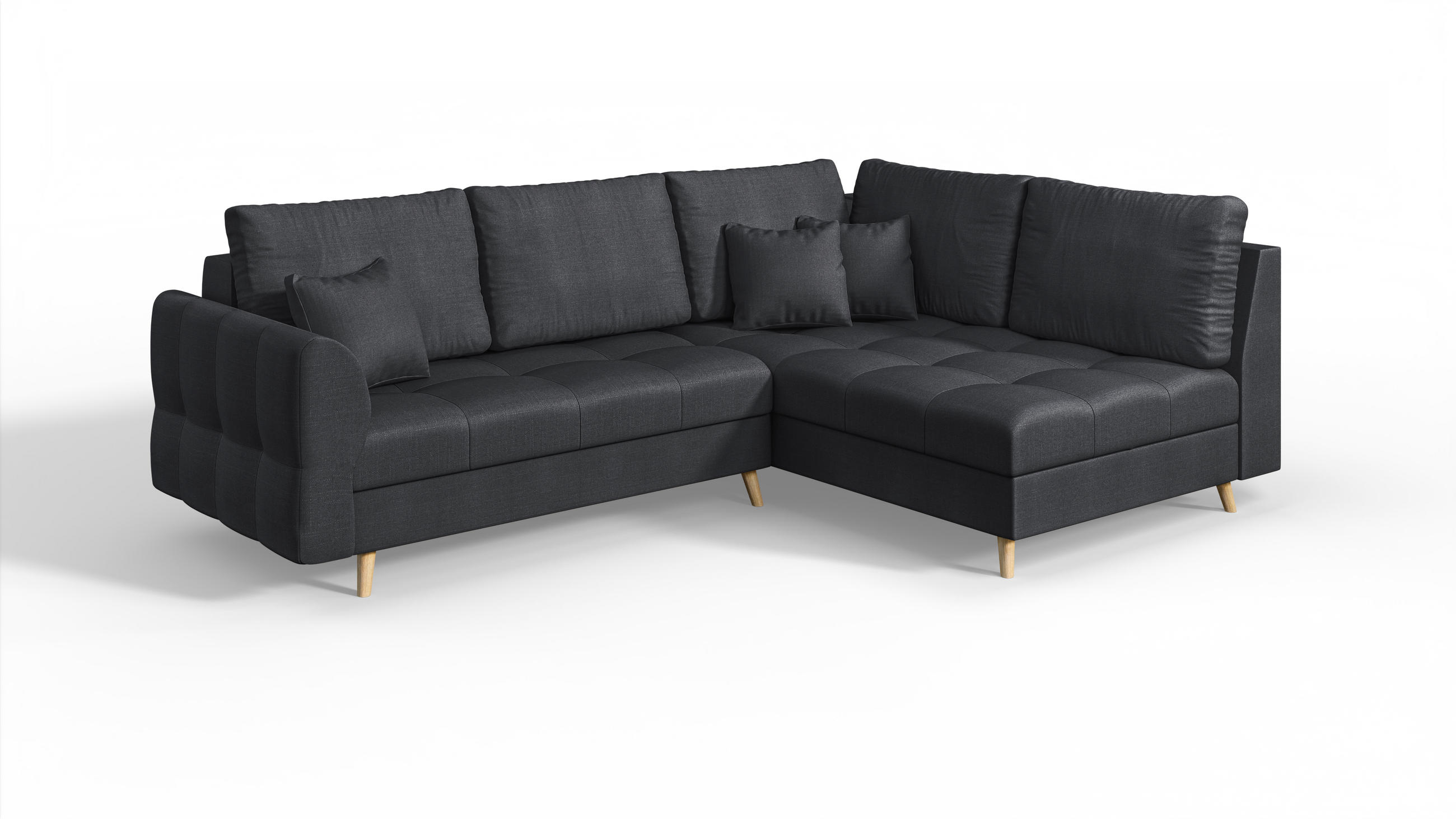 ECKSOFA Lorine Mikrofaser Anthrazit - Hellbraun/Anthrazit, Buchenholz/Textil (231/161cm) - S-Style Möbel