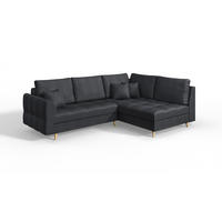 ECKSOFA Lorine Mikrofaser Anthrazit - Hellbraun/Anthrazit, Buchenholz/Textil (231/161cm) - S-Style Möbel