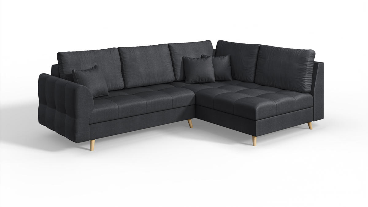 ECKSOFA Lorine Mikrofaser Anthrazit - Hellbraun/Anthrazit, Buchenholz/Textil (231/161cm) - S-Style Möbel