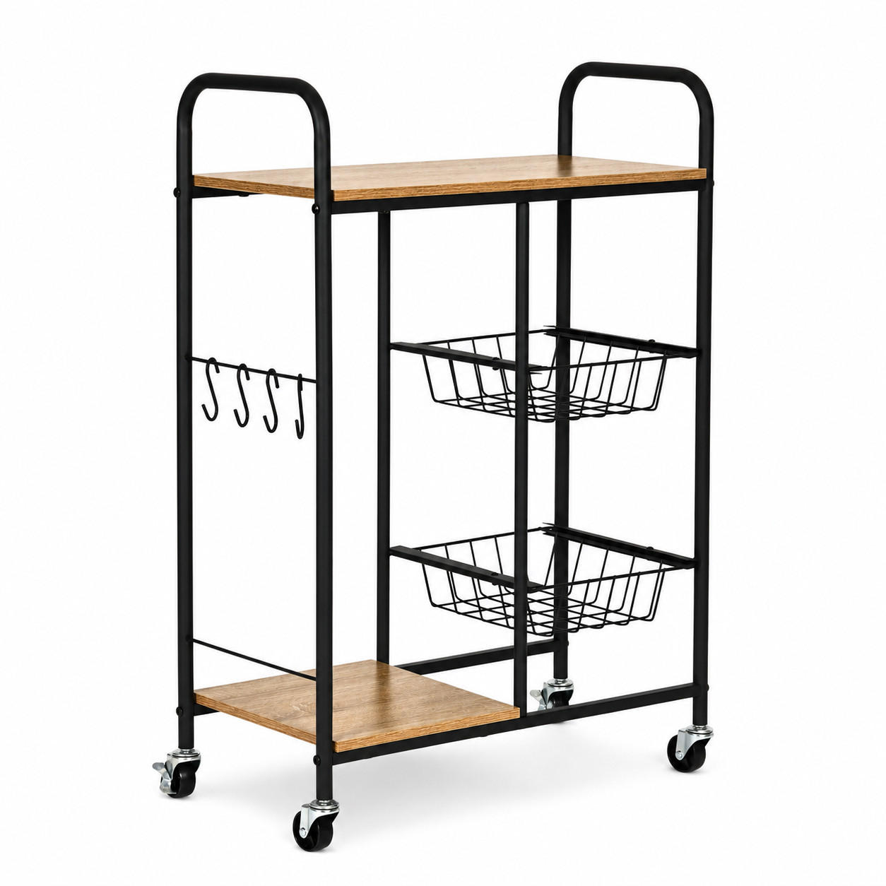 KÜCHENWAGEN TAVO Eichenoptik Schwarz - Schwarz/Braun, Holzwerkstoff/Metall (56.5/86.5/30cm) - Mat-Haus