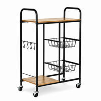 KÜCHENWAGEN TAVO Eichenoptik Schwarz - Schwarz/Braun, Holzwerkstoff/Metall (56.5/86.5/30cm) - Mat-Haus