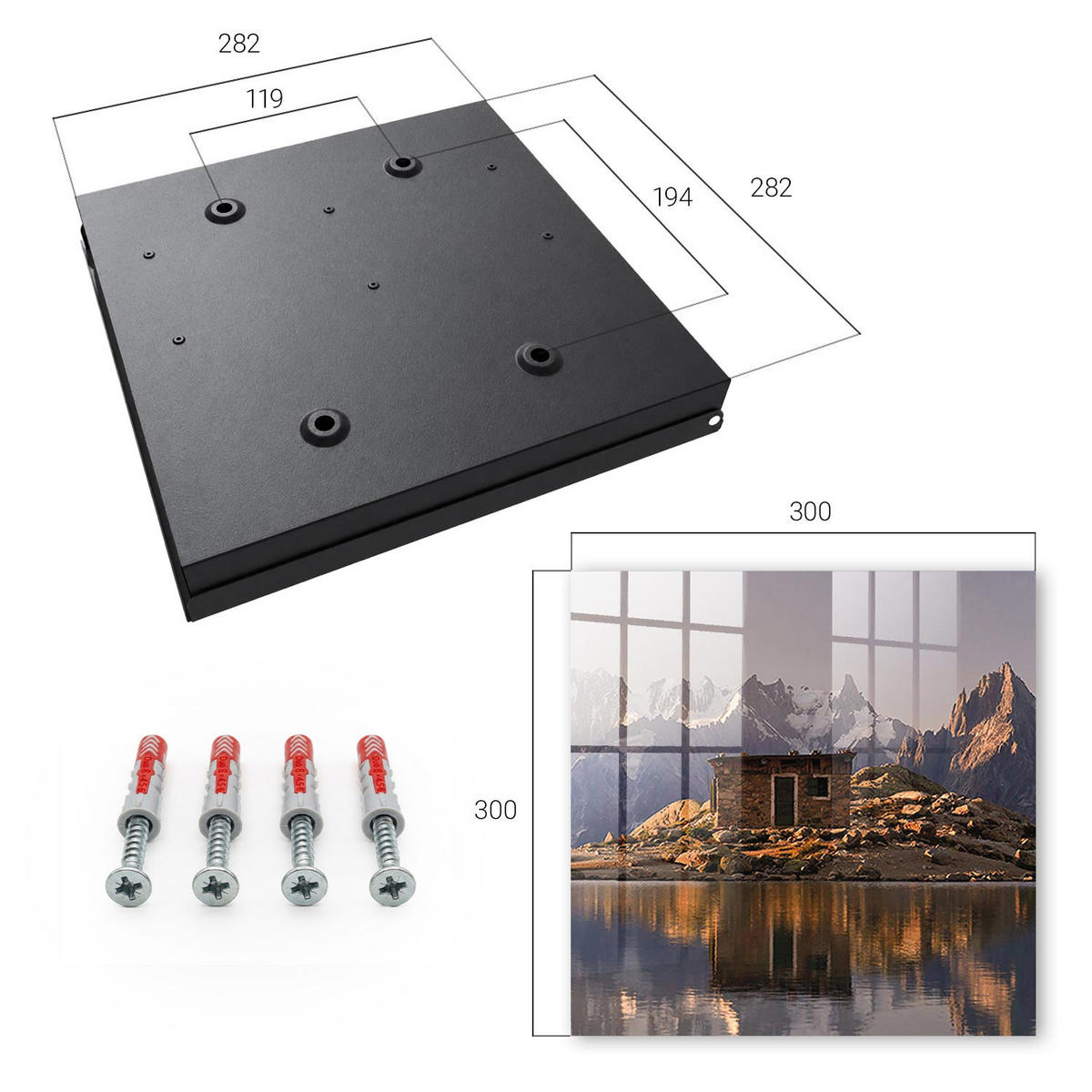 SCHLÜSSELBOX Schwarz 30x30 cm- Türöffnung nach rechts - Bergfrieden - Braun, Metall (30/30/5cm) - TULUP