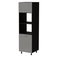 BACKOFENUMBAUSCHRANK Essen D14/RU/60/207 Grau Hochglanz / Schwarz Matt 60 / 59 / 207cm - Schwarz/Grau, Holz/Holzwerkstoff (60/207/59cm) - Feldmann-Wohnen