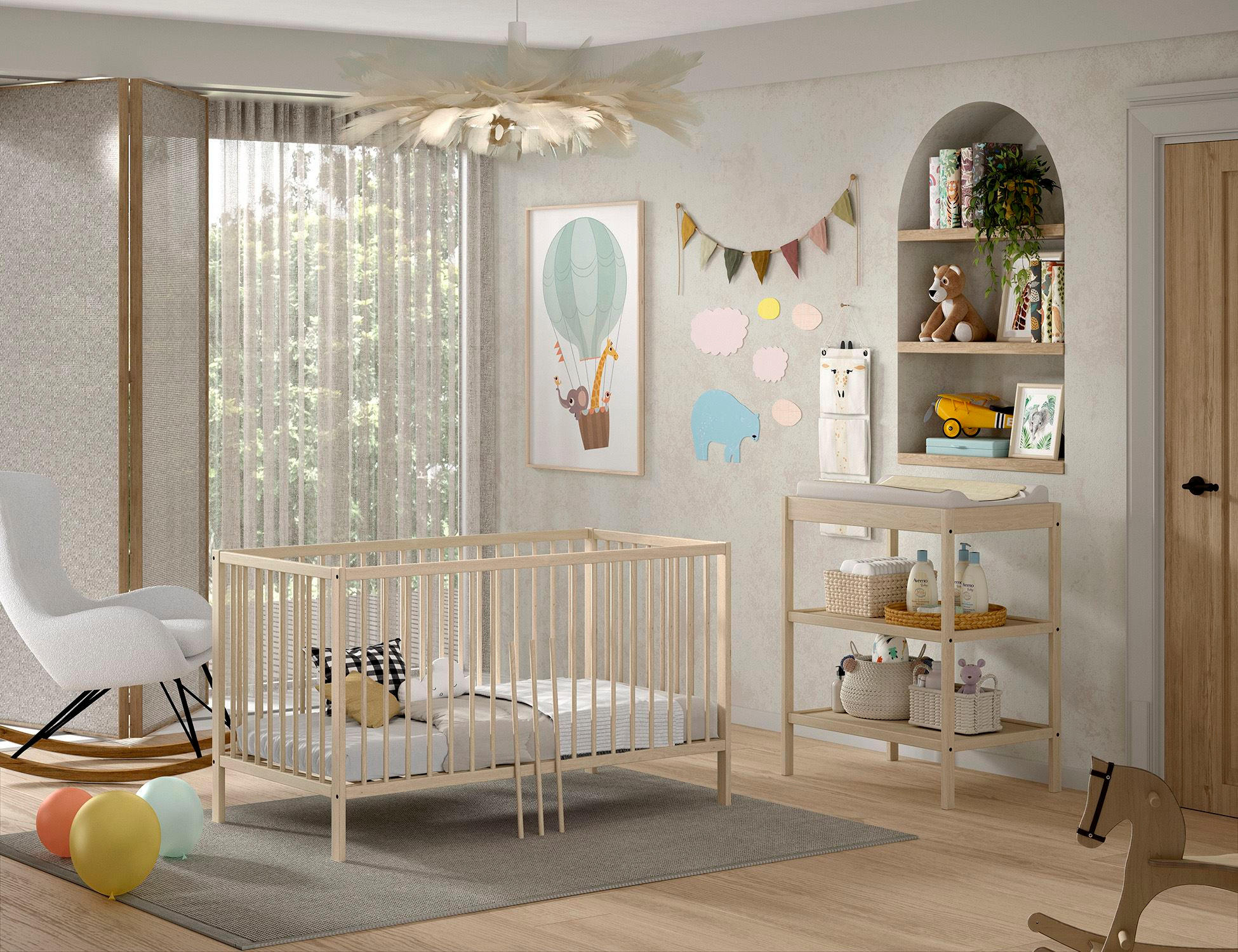 BABYZIMMER Set Kara-lynn 4 Komplettset Massivholz Buche Natur - Buchefarben, Holz (223/95/76cm) - 58aufmkessel