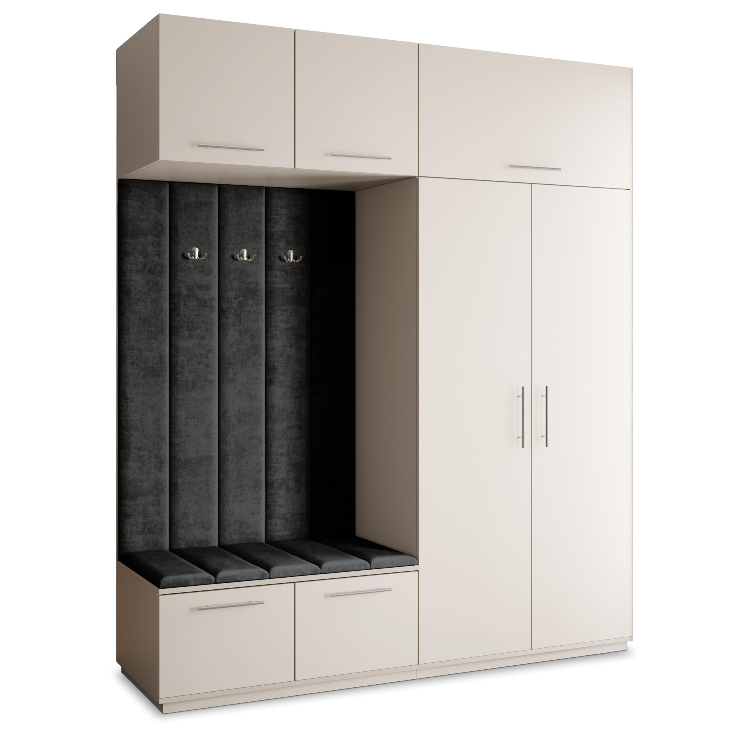 Masseno Garderobenschrank Kaschmir, Schwarz 200x240x60 cm