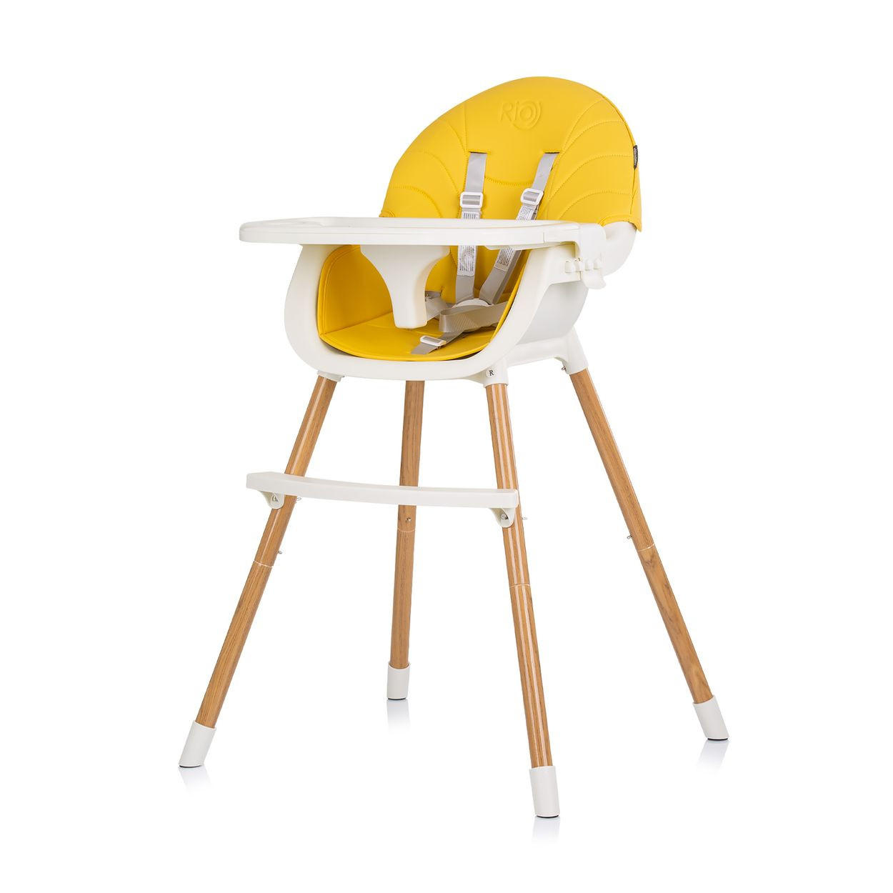 HOCHSTUHL Rio 2 in 1 gelb weiß Kinderstuhl rutschfeste Beine 5-Punkt-Gurt - Gelb/Weiß, Metall (61/84/51cm) - Chipolino