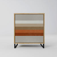 SIDEBOARD PECULIAR TRAIL, Eichefarben, 57,5x42x67,5 cm, Schwarze Metall-Rahmenfüße - Eichefarben/Multicolor, Holzwerkstoff/Metall (57.5/67.5/42cm) - SpaceRebels