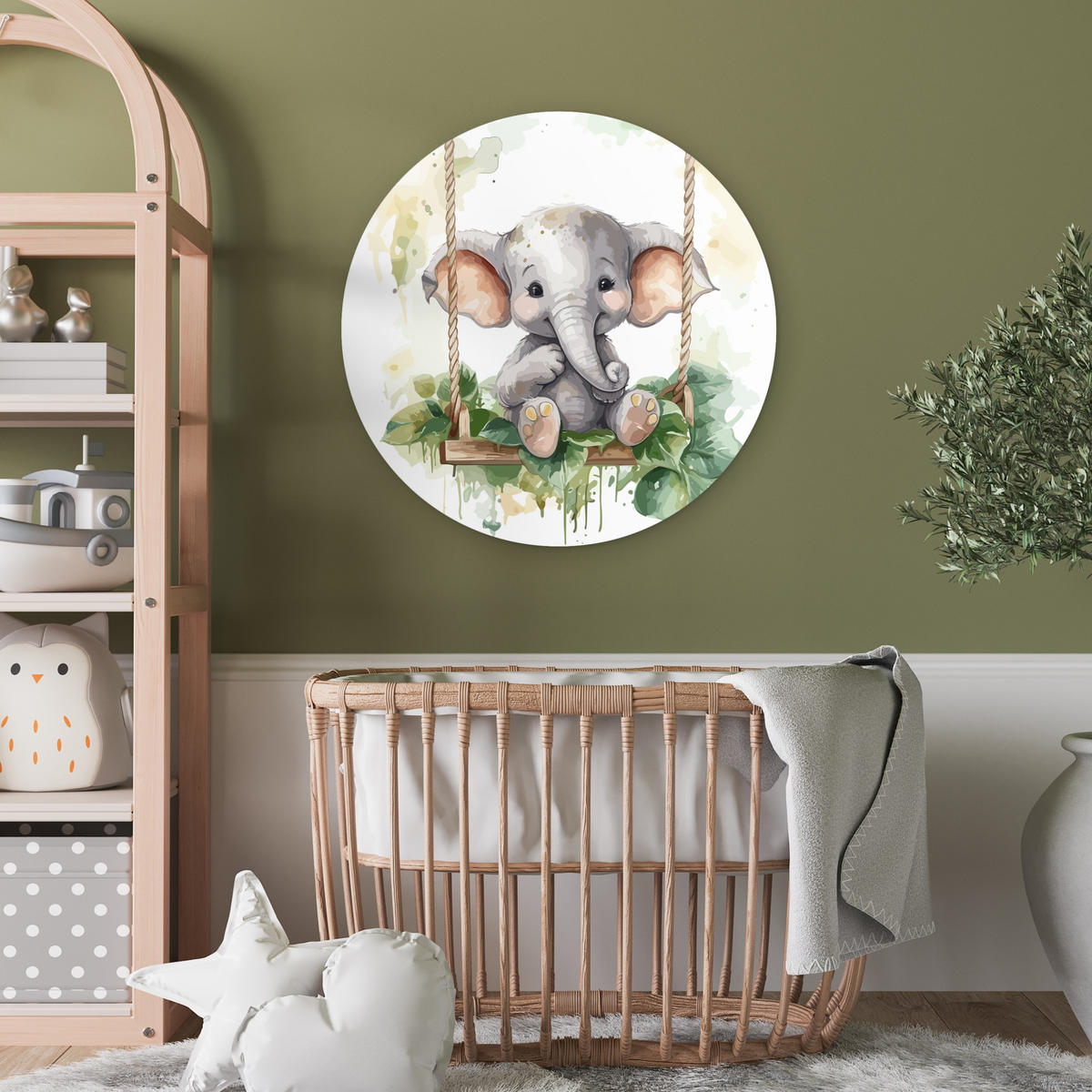 WANDBILD Elefant - Tier - Kinder - Dschungel 60x60 cm - Hellgrau, Kunststoff (60/60cm) - MuchoWow