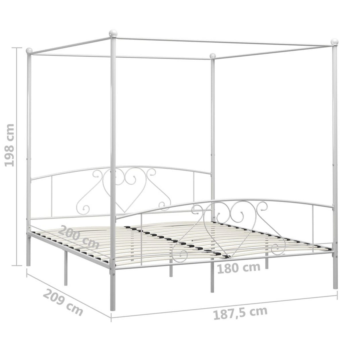 HIMMELBETT-GESTELL 180/200 Cm Metall Weiss - Weiß, Metall (180/200cm) - vidaXL