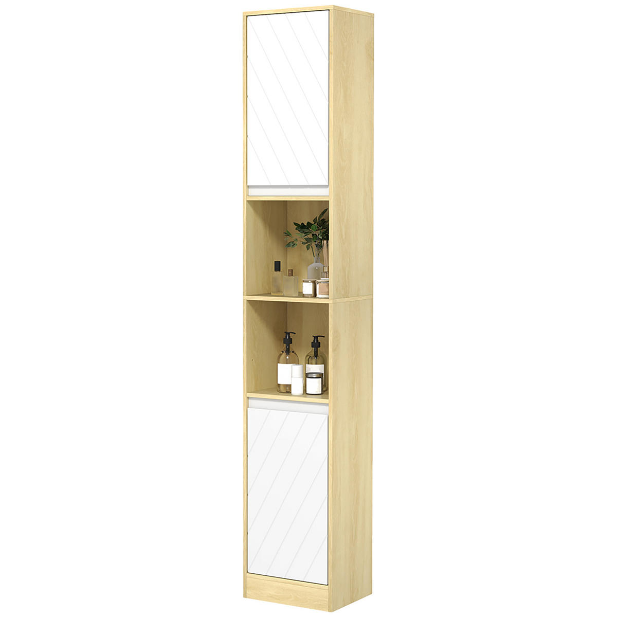 HOCHSCHRANK DE-12489 30/24/170 cm Eiche hell / Weiß - Weiß, Holzwerkstoff (24/170/30cm) - ComfortXL