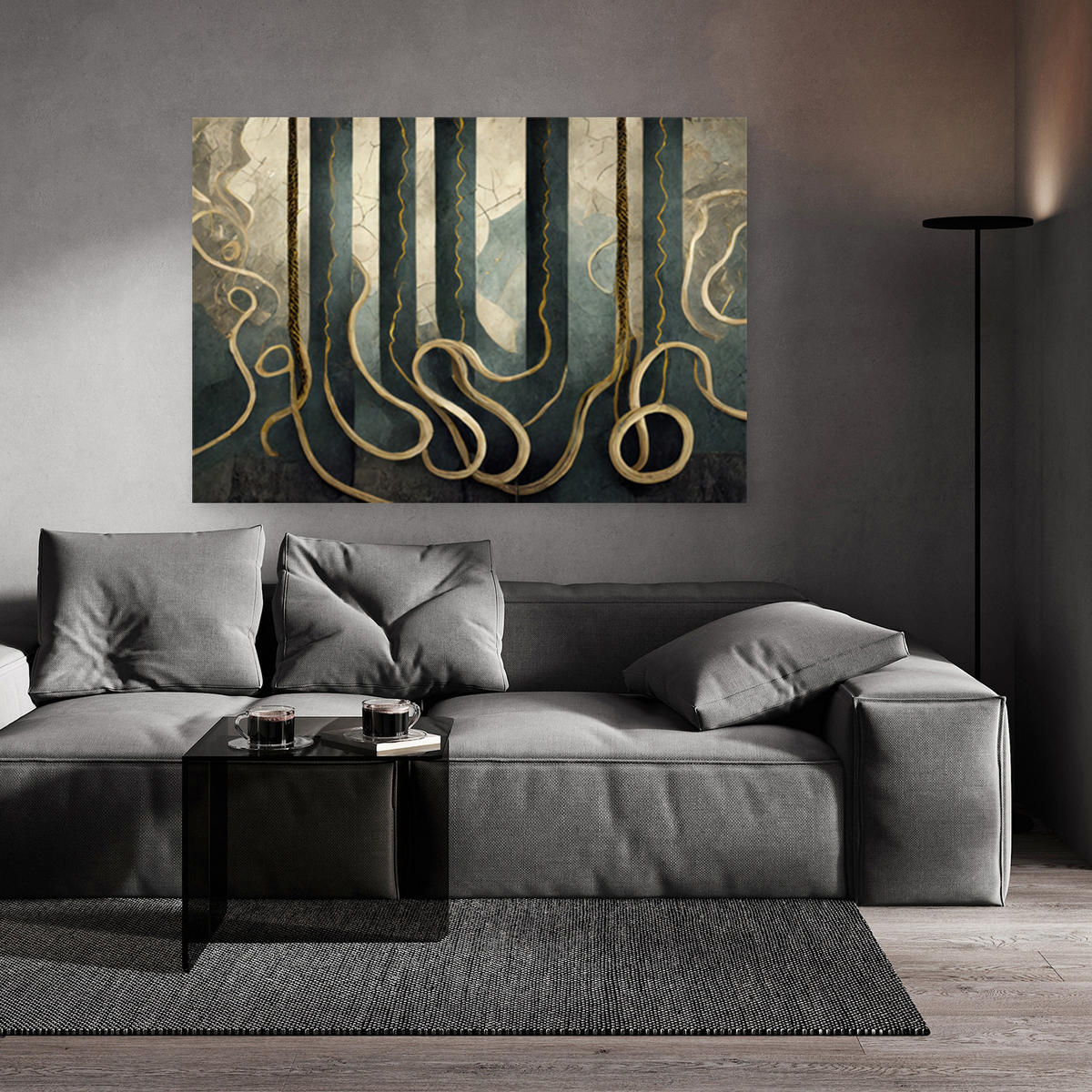 WANDBILD abstrakte linien minimialzim - Grau, Textil (60/40cm) - Feeby