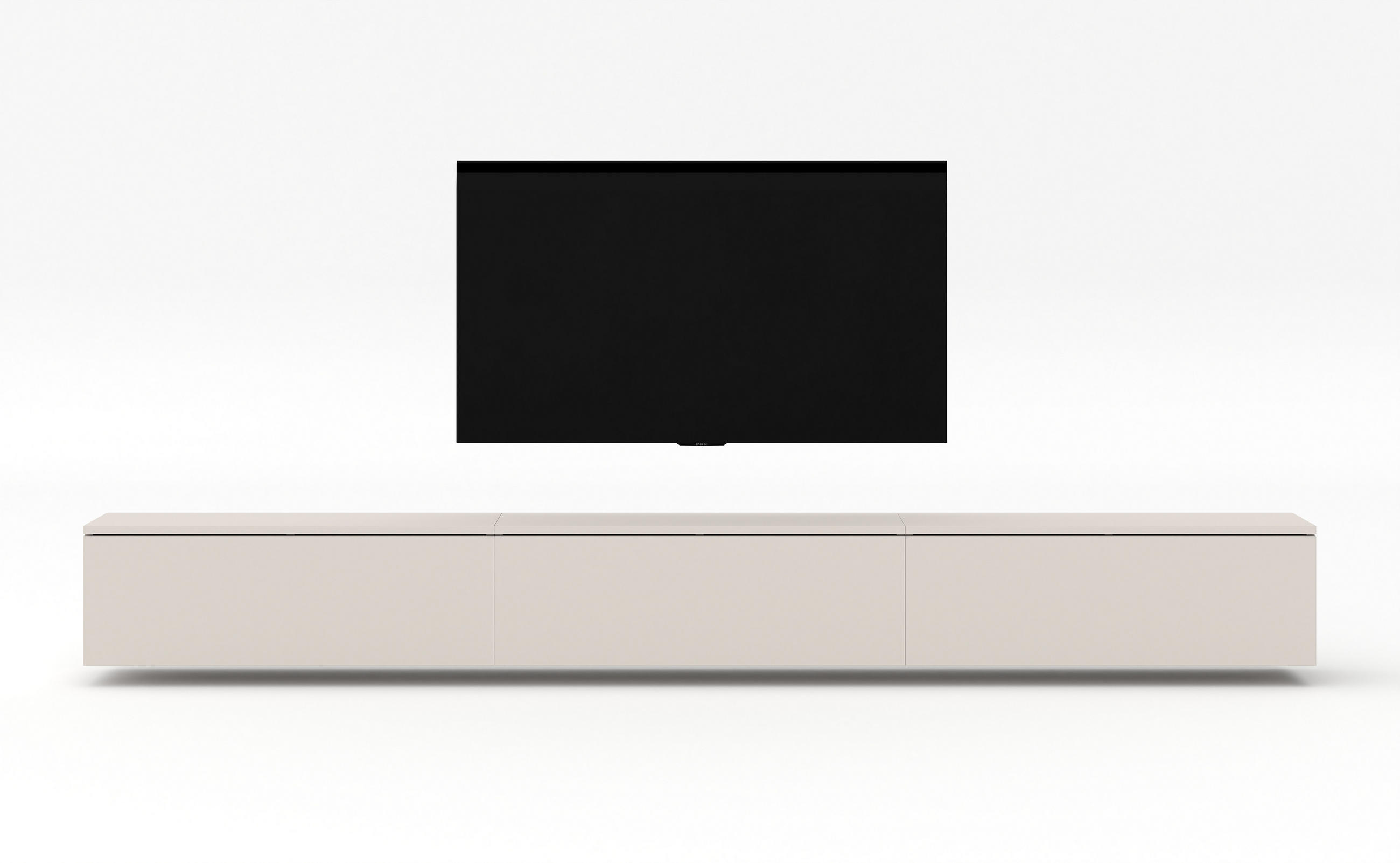 LOWBOARD Loriano 3x100 Beige Kaschmir 300/34/32 cm – Hängendes TV Board - Beige, Holzwerkstoff/Kunststoff (300/34/32cm) - AX Living
