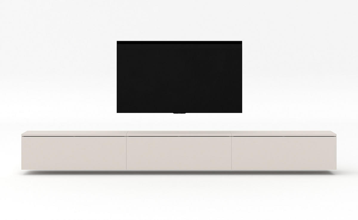 LOWBOARD Loriano 3x100 Beige Kaschmir 300/34/32 cm – Hängendes TV Board - Beige, Holzwerkstoff/Kunststoff (300/34/32cm) - AX Living
