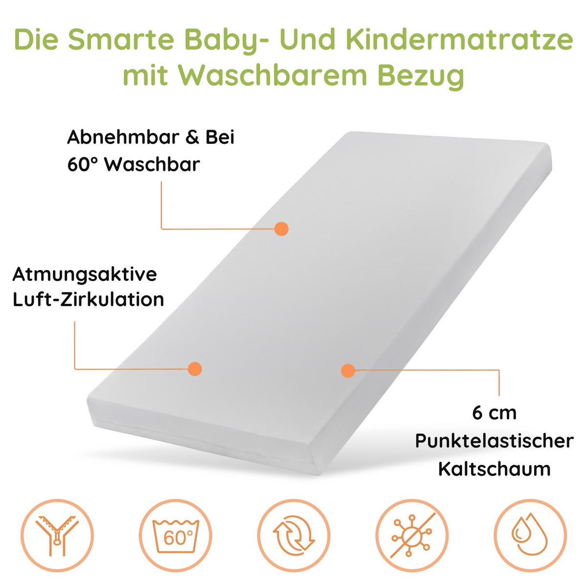 BABYBETT 60x120 mit Matratze und Schublade Weiß - Weiß, Holz (60/120cm) - Home Collective