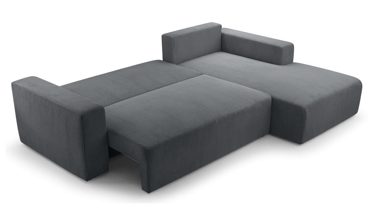 ECKSOFA L Form Catea Grau 279/145/84 cm Rechts mit Schlaffunktion - Schwarz/Grau, Kunststoff/Textil (279/145cm) - AX Living