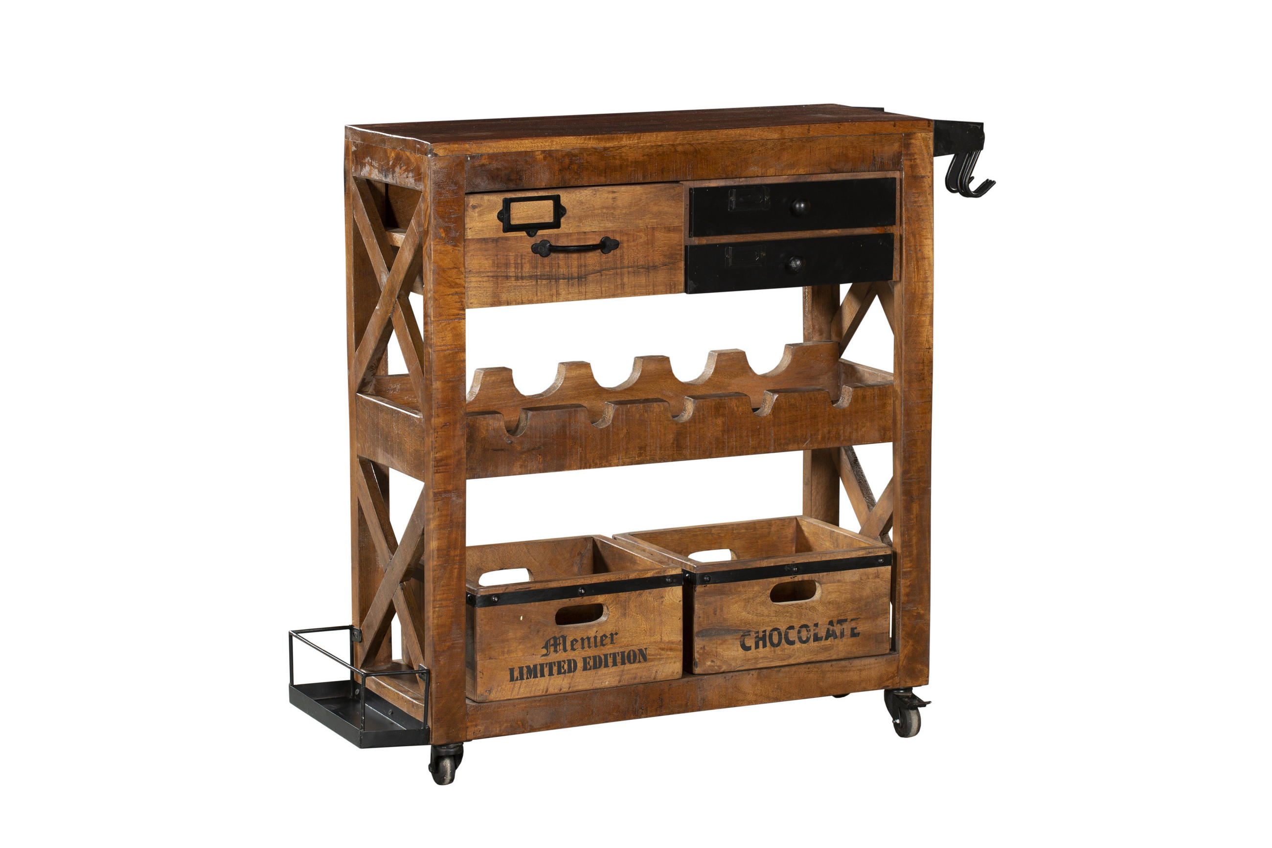 BARSCHRANK Einar Mangoholz Braun 92x100x30cm - Braun, Holz (100/92/30cm) - DELUKE